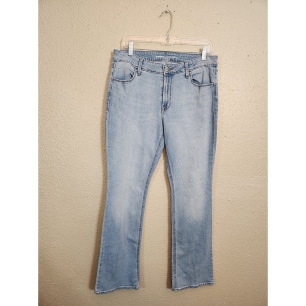 Old Navy Women's Blue Solid Cotton Stretch Mid Rise Wow Boot Cut Jeans Size 12